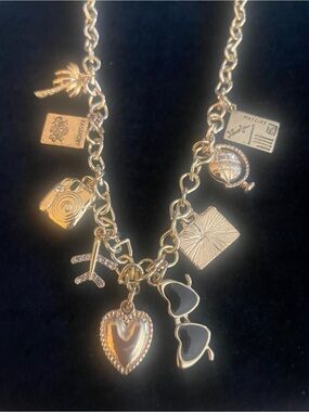 Travel Charm Heart Necklace in Gold - Women Jewelry NEW NWOT!